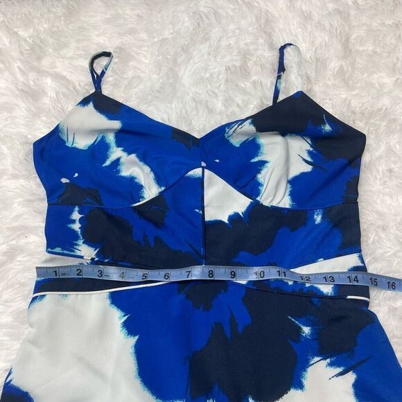Banana Republic Dress Maxi Long Blue White Floral Spagetti Strap Size 2 Panelled - Picture 12 of 15